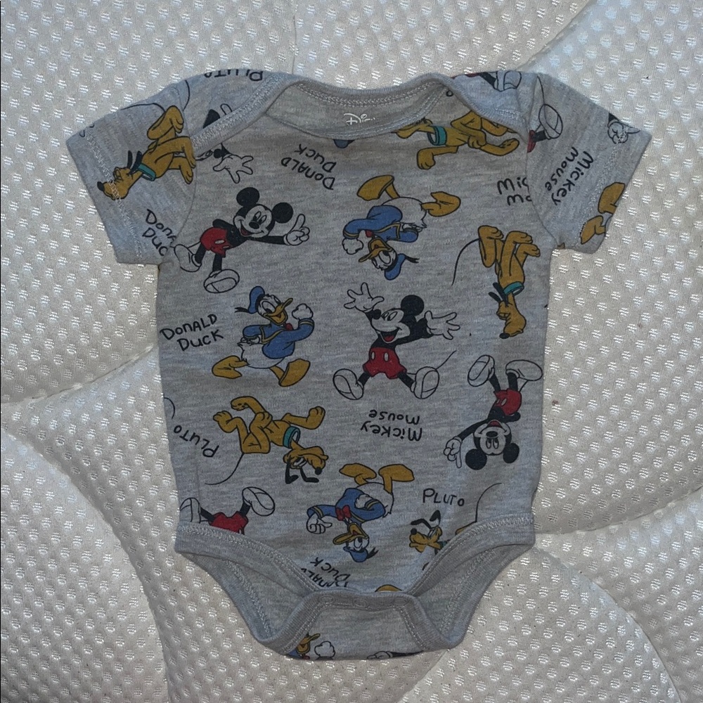 Disney Gray Mickey Mouse and Friends Bodysuit